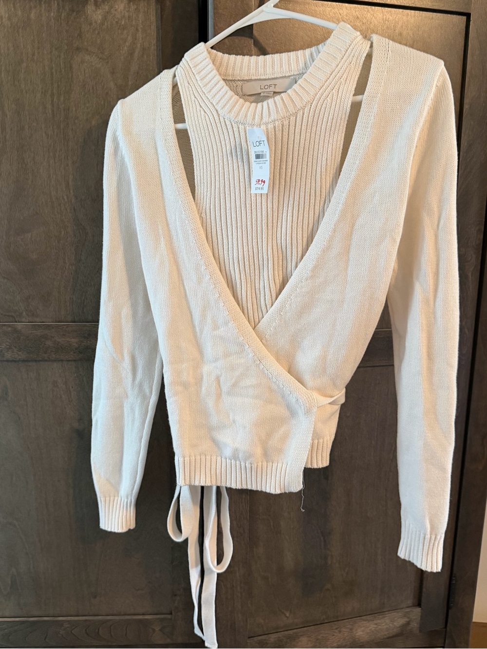 LOFT Cream Ribbed Knit Sweater